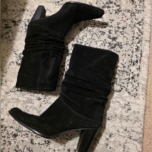 Stuart Weitzman Pointed Toe Slouchy Heels Boots Suede Leather Wmns 8.5 Goth Chic